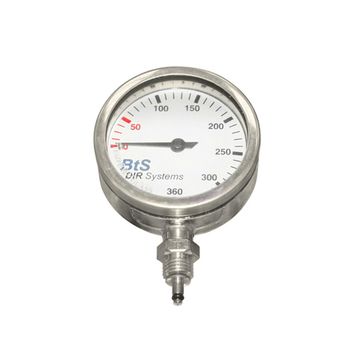 МАНОМЕТР 360BAR ЛАТУНЬ, СТЕКЛО, 52ММ, БЕЗ ШЛАНГА С СОЕДИНИТЕЛЕМ