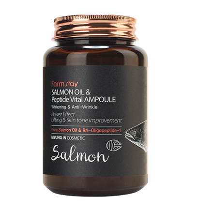 Ампульная сыворотка для лица с лососевым маслом и пептидами Farm Stay Salmon Oil & Peptide Vital Ampoule, 250мл