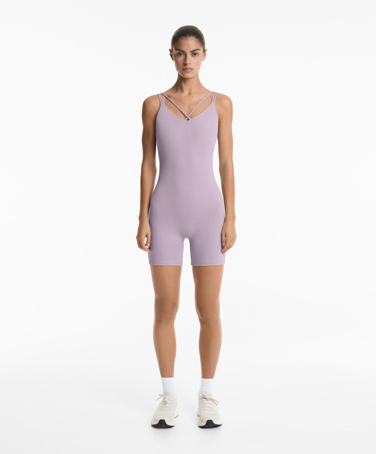 Oysho Короткий комбинезон Comfortlux с двойными бретелями, светло-фиолетовый