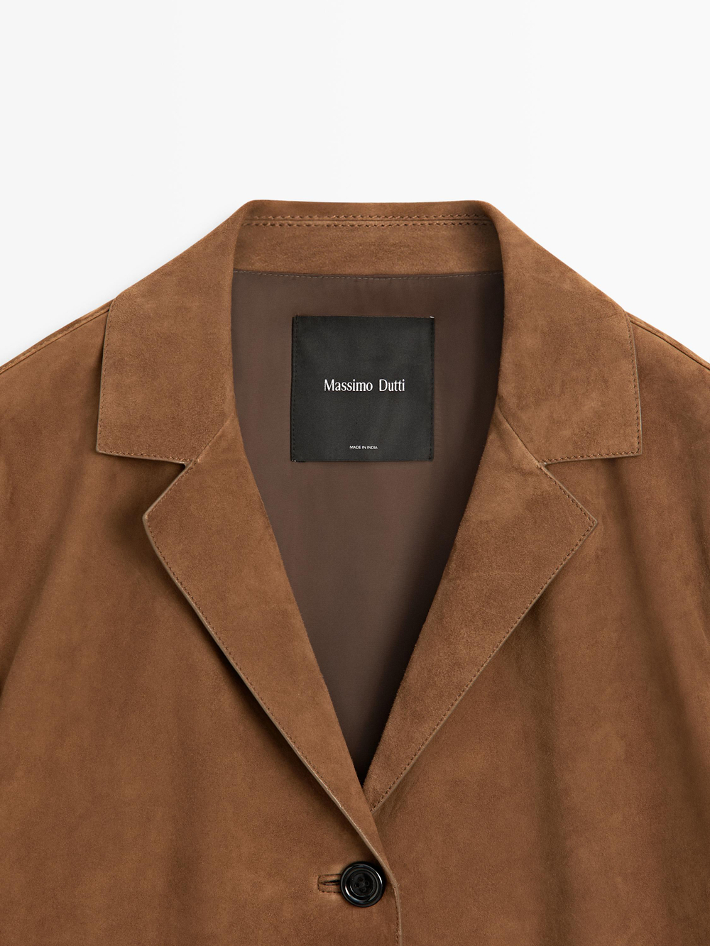 Massimo Dutti Замшевый блейзер с лацканами, коричневый