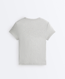 Oysho Футболка Rib Fit из смесового хлопка, серый меланж