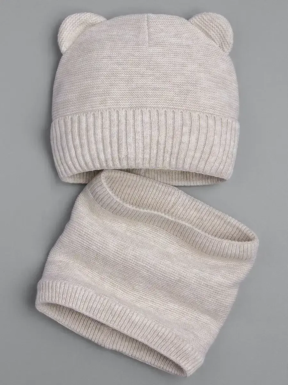 Детская шапка с ушками и снуд осенняя