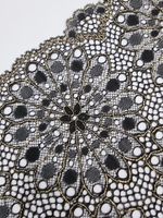 Кружево эластичное чёрный/золото К621