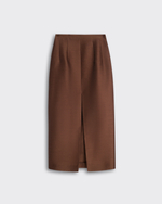 Юбка миди из формодержащей шерсти и шелка Диор корица