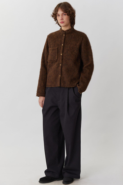 Жакет с карманом из коричневой шерсти