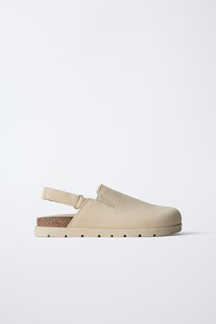 ZARA КОЖАНЫЕ САБО, ЭКРЮ