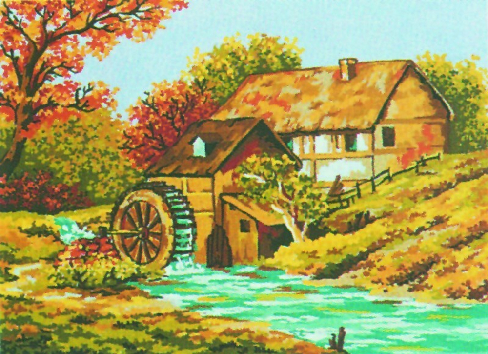 "Водяная мельница"-10198 канва с рисунком