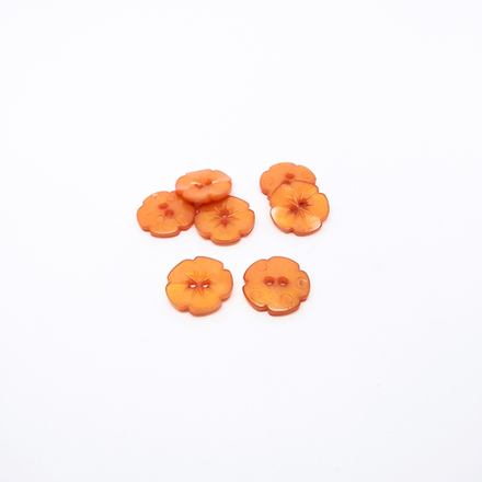 Пуговица №1175 "Цветок", пластик, 11мм, цв.оранжевый
