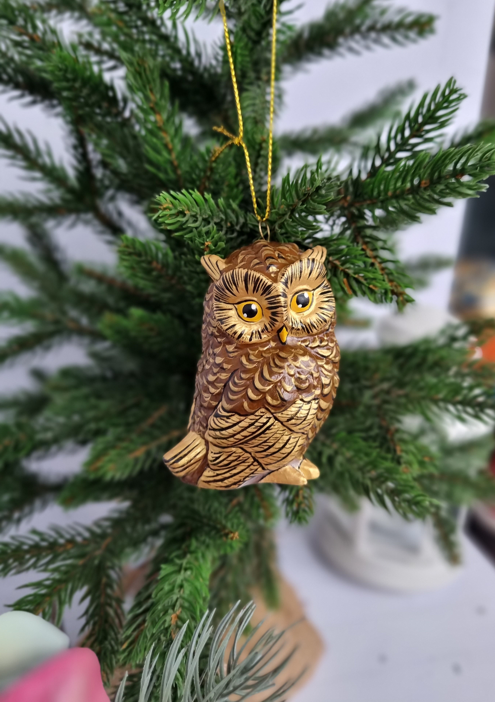 Сова ёлочная игрушка из фарфора