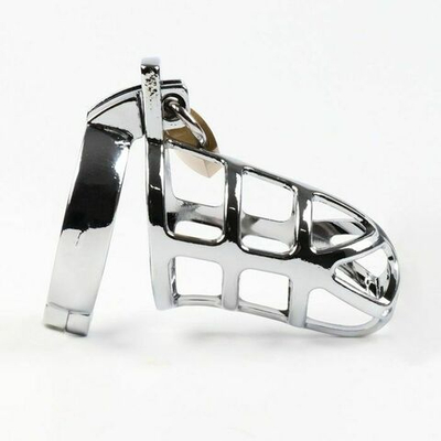 Серебристый мужской пояс верности «Клетка целомудрия № 2» (Цвет: серебристый)