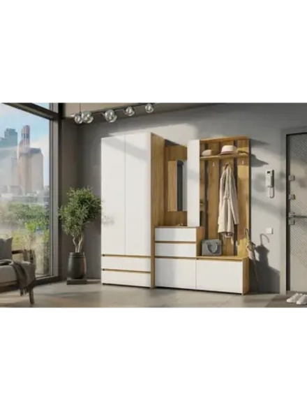 Прихожая с зеркалом Дуб Золотой 200х46х198