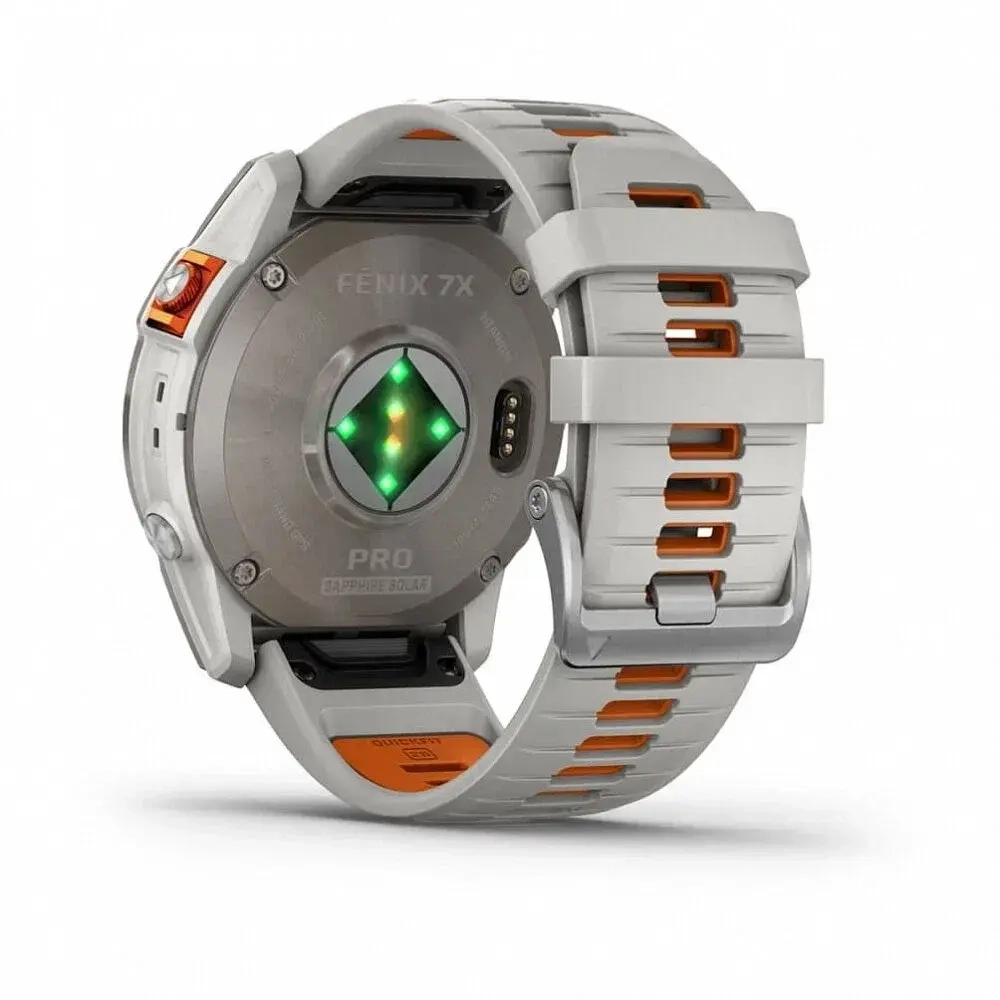 Garmin Fenix 7X Pro Sapphire Solar Edition корпус цвета «Титан», силиконовый ремешок цвета «Туманный серый/оранжевый»
