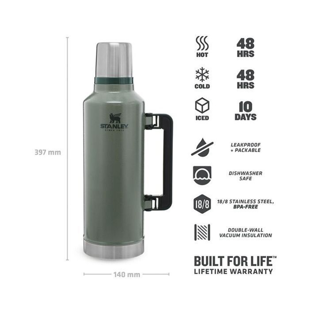 Термос Stanley Classic (2,3 литра), темно-зеленый