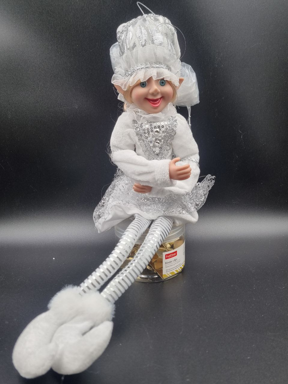 Эльф 60см в белом/серебро ST24-7