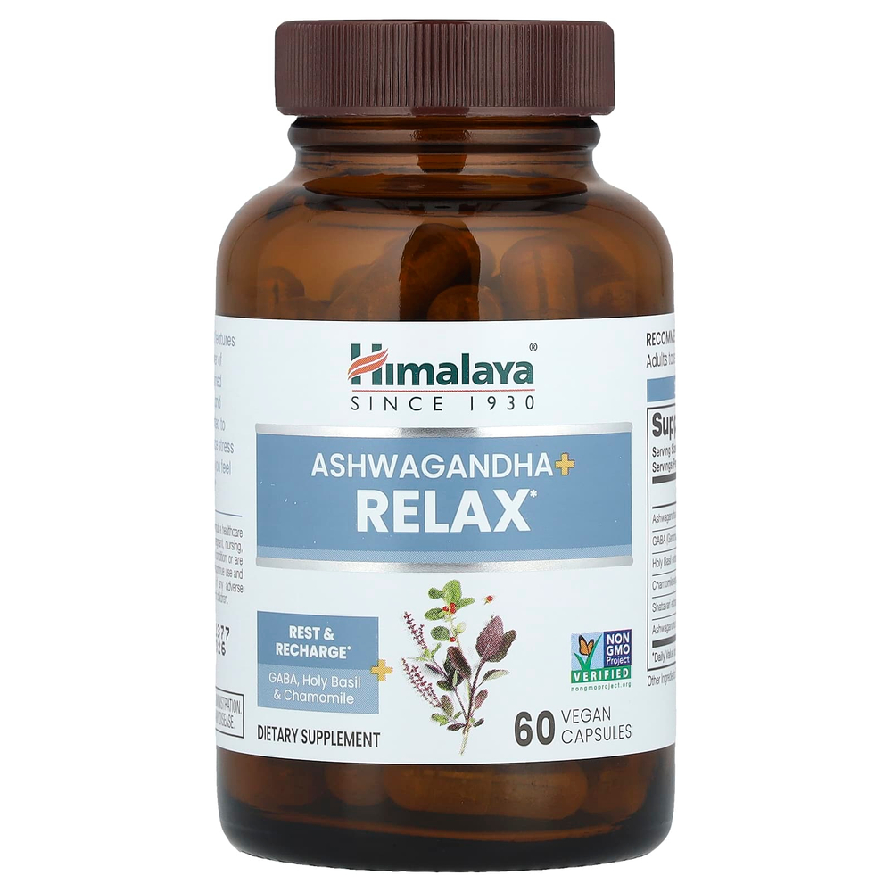 Himalaya, ашваганда, 60 мг, 60 вегетарианских капсул