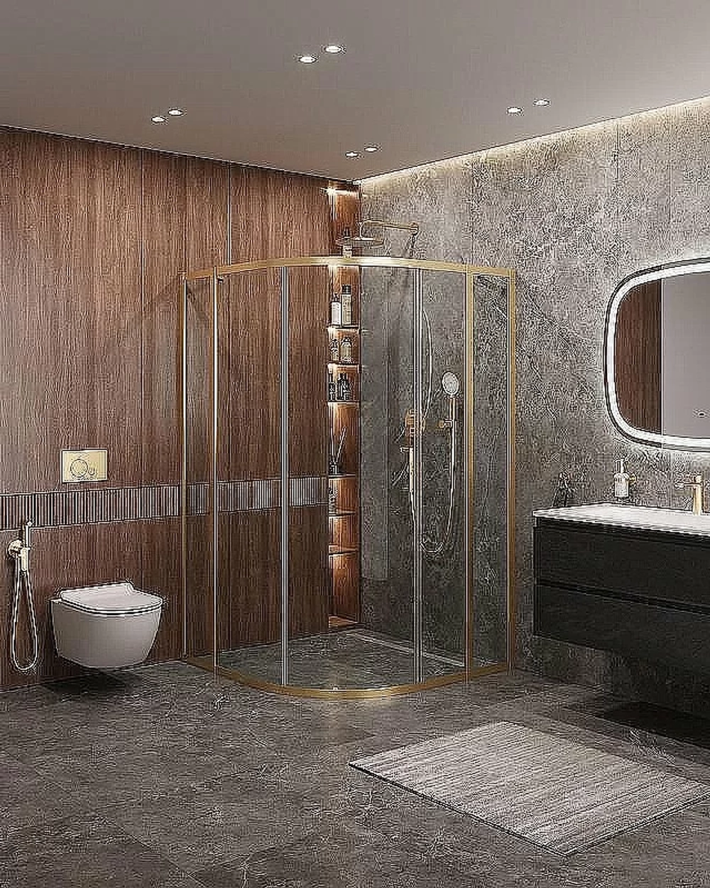 Душевой уголок Cezares Molveno 110x120 RH-11-120/110-C-BORO-IV стекло прозрачное/профиль золото брашированное