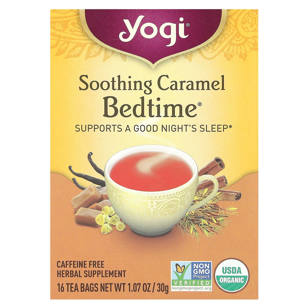 Yogi Tea, Bedtime®, успокаивающая карамель, без кофеина, 16 чайных пакетиков, 30 г (1,07 унций)