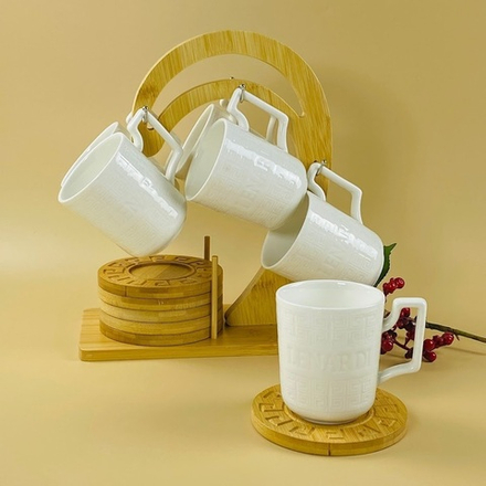 Lenardi 140-116 Чайный набор 12пр. 240мл на подставке BAMBOO в под.уп.(х8)Фарфор