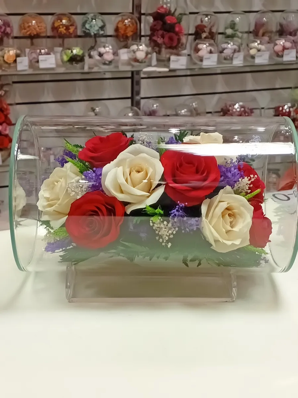 натуральные цветы в стекле, вакуум