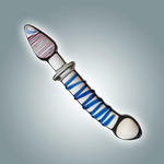 Анально-вагинальный стеклянный фаллоимитатор с анальным ограничителем - 23 см. (Цвет: прозрачный)