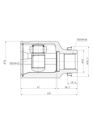 ШРУС внутренний R KIA Spectra 2000 (Ижевск) GANZ GIK04026