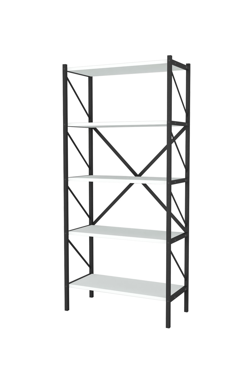 Стеллаж книжный 5 полок 160х66 - белый