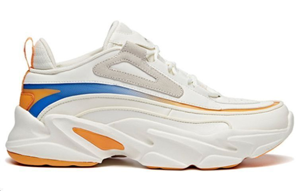 Anta Anta color matching retro shock absorption non-slip wear-resistant low-top running shoes men's white orange blue