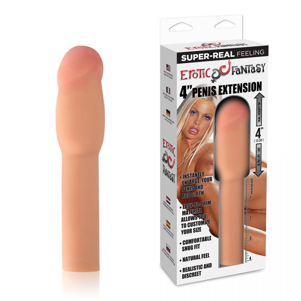 Телесная насадка для увеличения члена - 20 см. (Цвет: телесный)