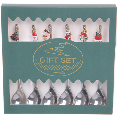 Набор чайных ложек 6шт «Новогодний микс» в подарочной коробке, серебро