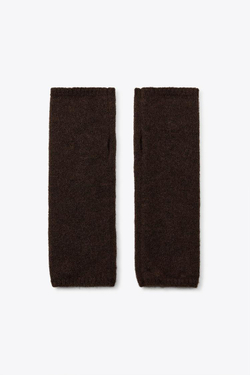 ZARA ТРИКОТАЖНЫЕ МИТЕНКИ С ЦВЕТОЧНОЙ ВЫШИВКОЙ, КОРИЧНЕВЫЙ