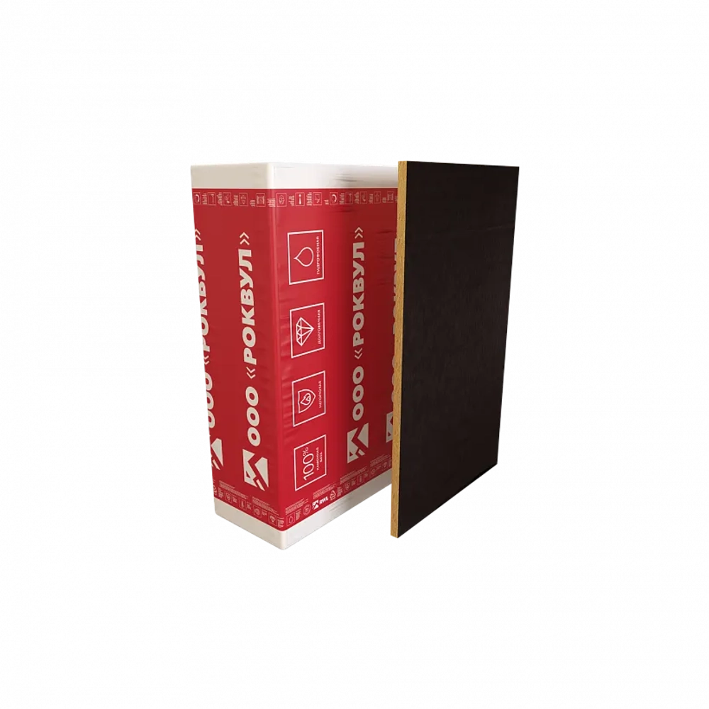 Плита из минеральной ваты шумопоглощающая с односторонним или двухсторонним (BF) покрытием стеклохолстом ИНДАСТРИАЛ БАТТС 80, РОКВУЛ