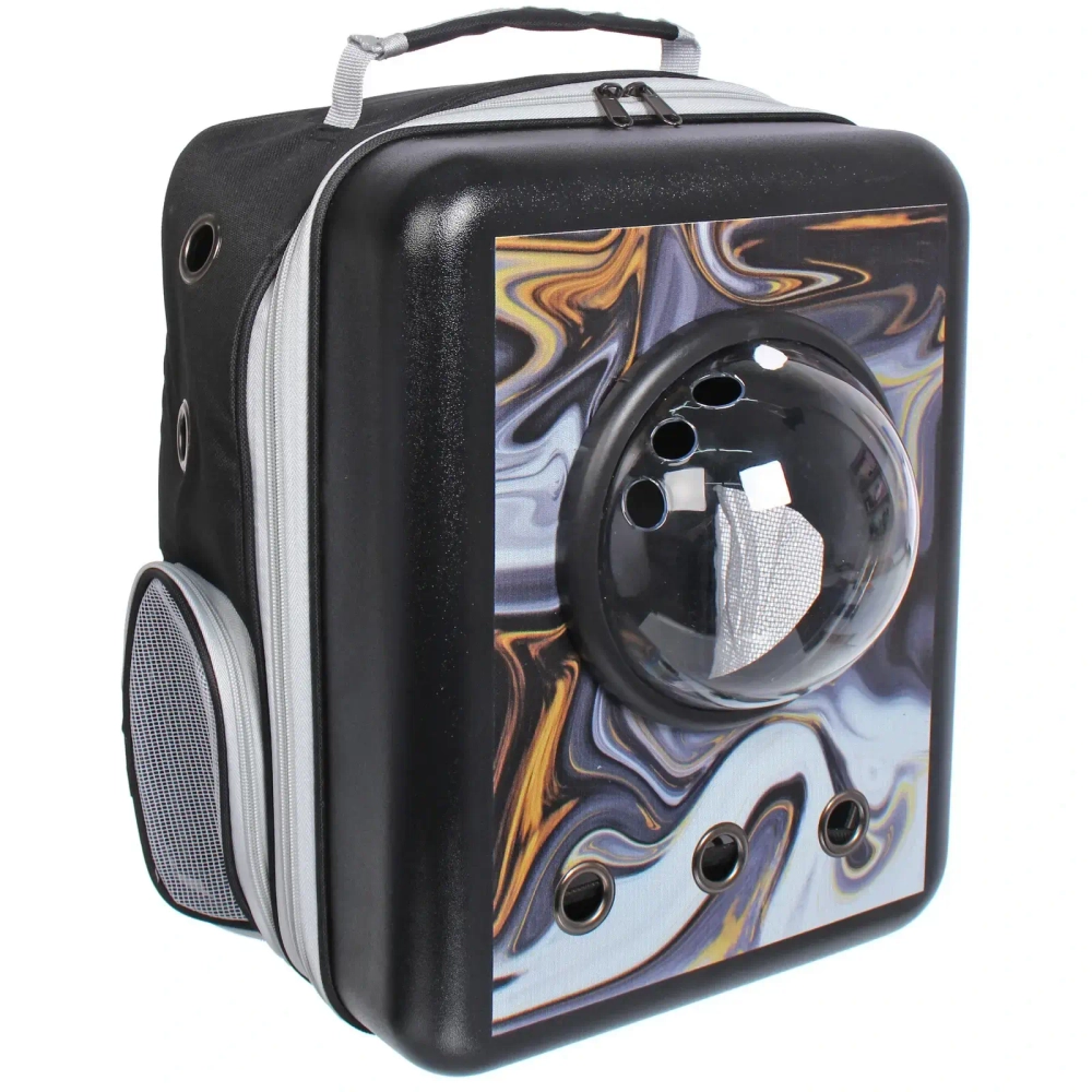 Рюкзак - переноска для животных «СТИЛЬНЫЙ БРО», цвет черный, 32*17*42/до13кг (Пакет и Лейбл)