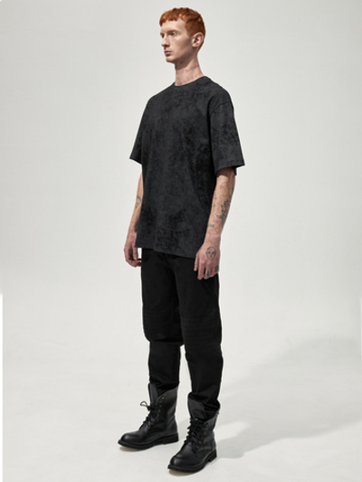 Футболка вареная "Уютная". Черно-серая