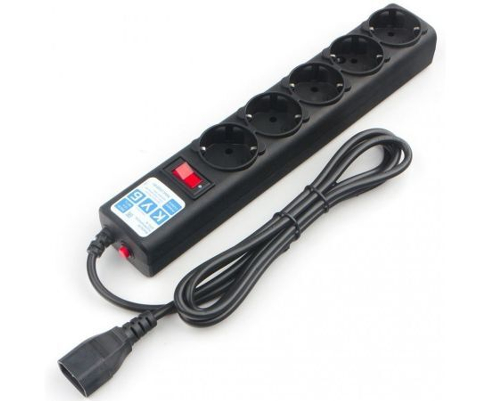 Фильтр-удлинитель Power Cube 0,5 м д/подкл. к UPS (C14), 5 розеток (черный) 10А/2, 2кВт