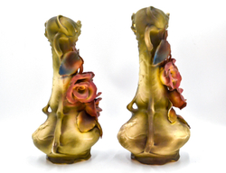 Парные вазы в стиле ар-нуво. Фарфор, лепнина, ручная роспись. Royal Dux, Богемия, Австро-Венгрия.