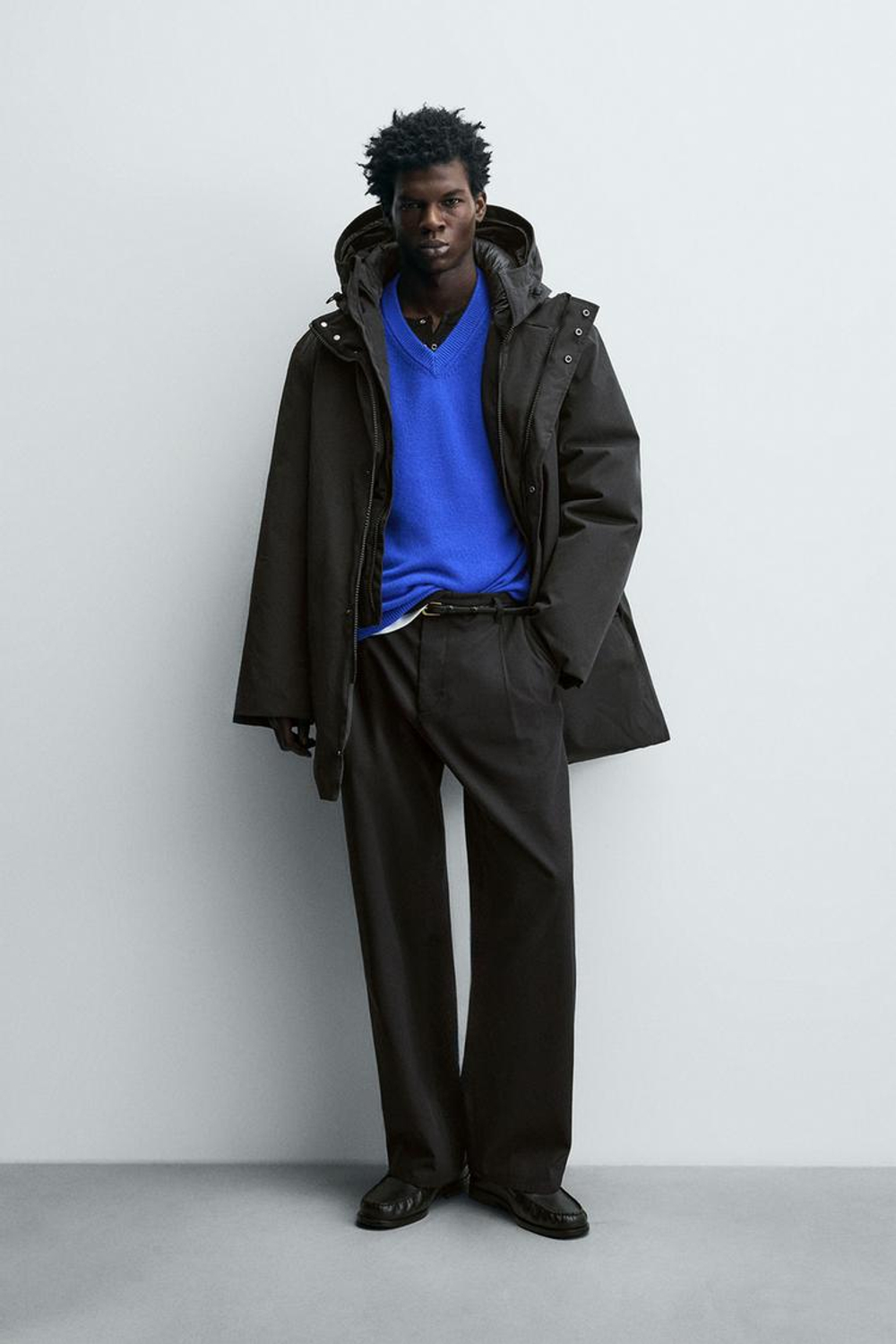 ZARA ТЕХНИЧЕСКАЯ ПАРКА WATER REPELLENT С ОТСТЕГИВАЮЩИМИСЯ ДЕТАЛЯМИ, ЧЕРНЫЙ