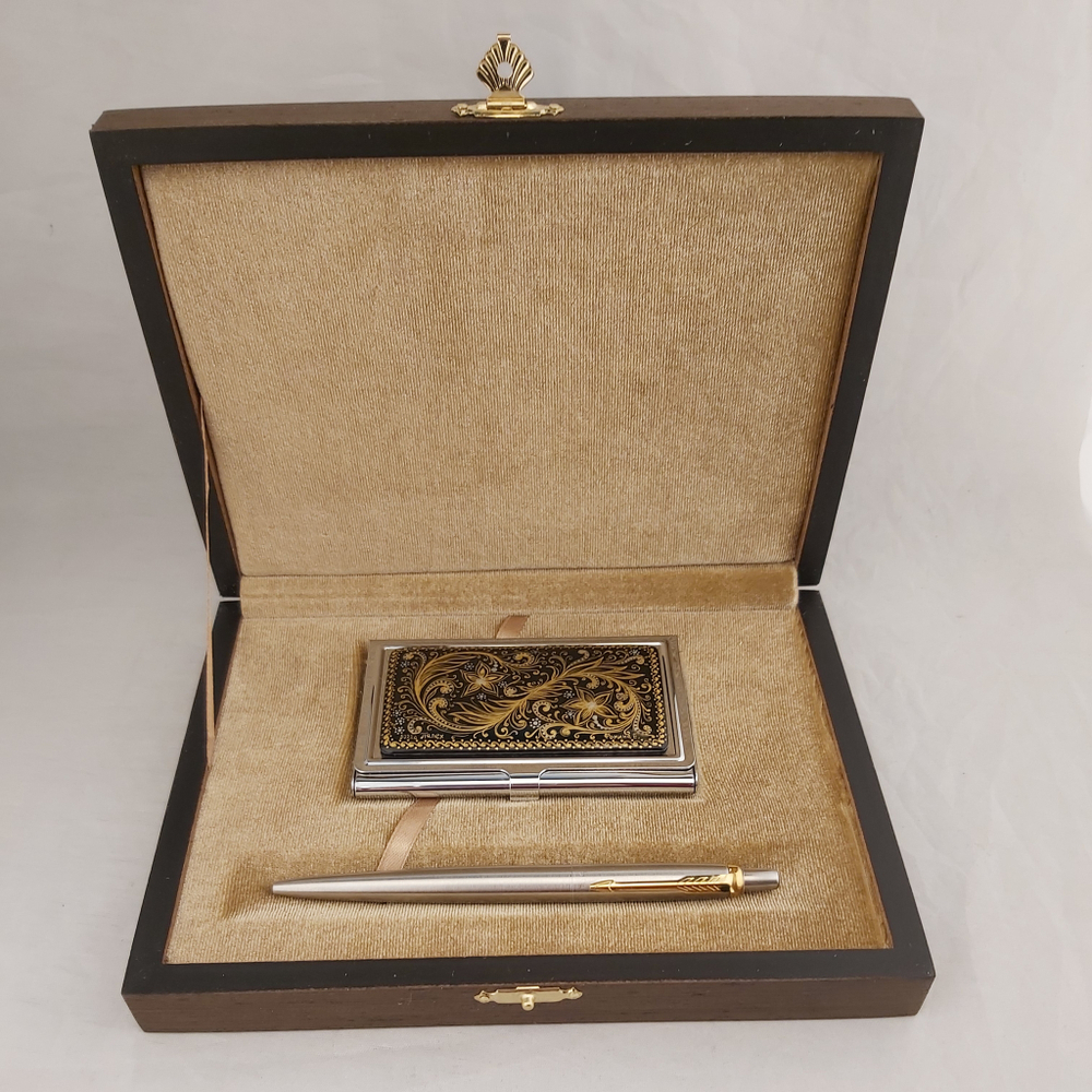 Набор №6 "Орнамент" визитница персональная, ручка