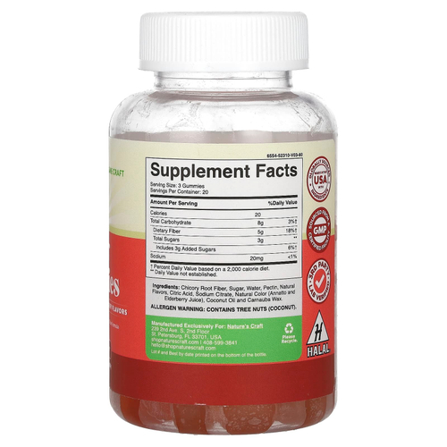 Nature's Craft, жевательные мармеладки с клетчаткой, со вкусом апельсина и ягод, 60 шт.