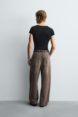ZARA ДЖИНСЫ BAGGY FIT, КОРИЧНЕВЫЙ