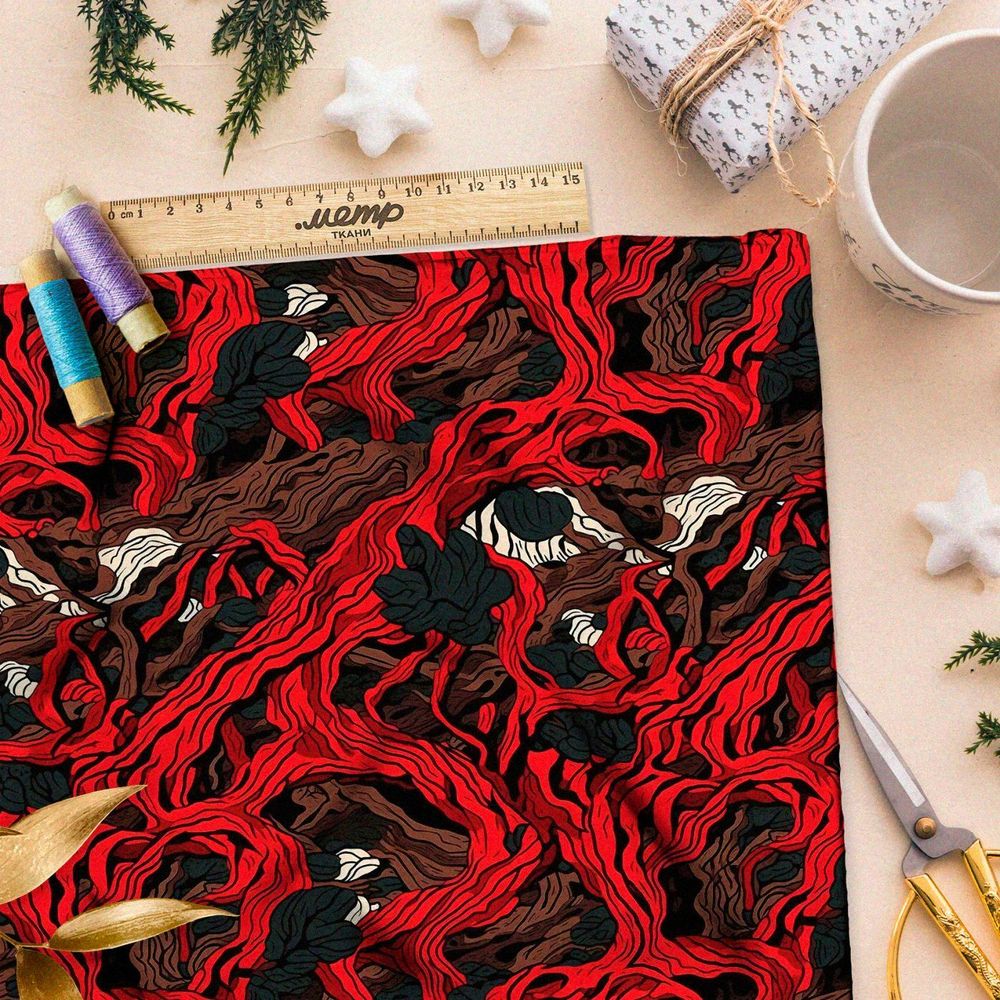 Ткань премиум сатин мрачные мотивы