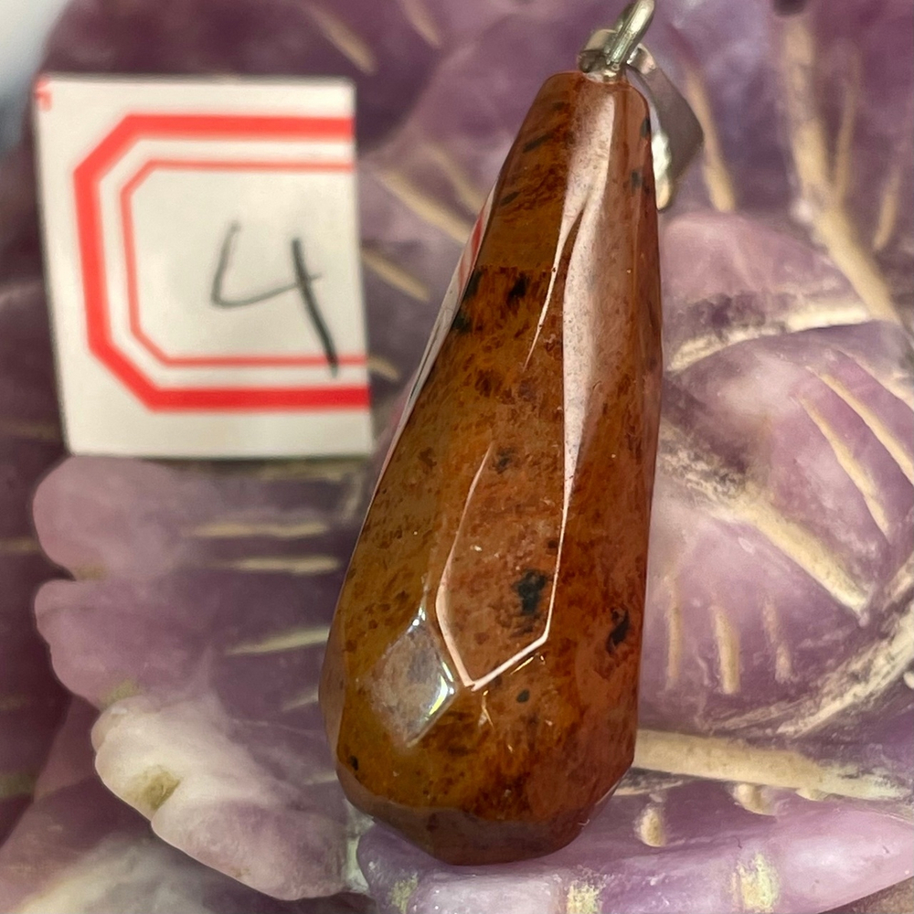 37229 Обсидиан коричневый Кулон Капля вытянутая грань 25мм