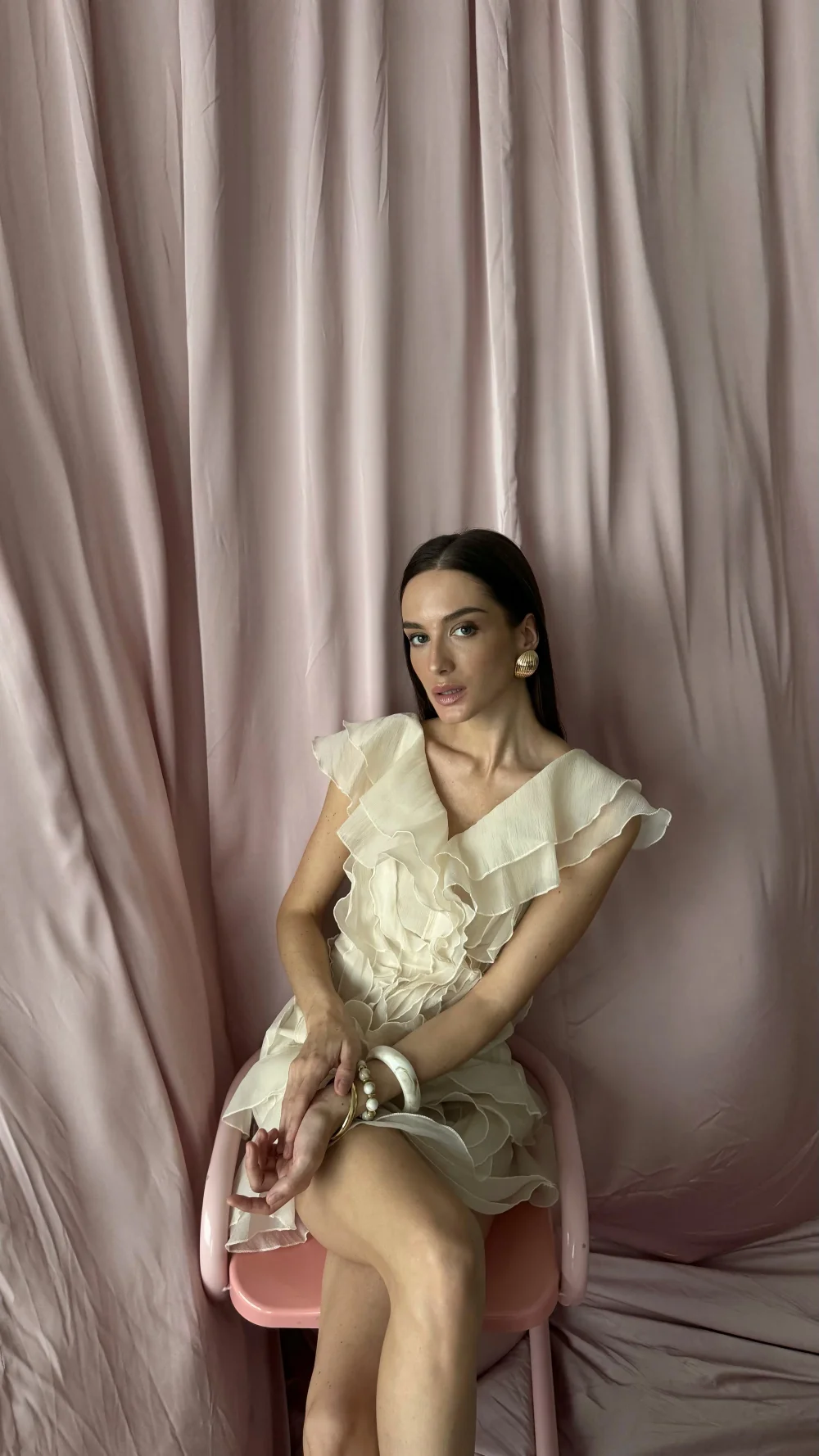 Платье короткое Флёр цвет, Молочный