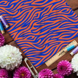 Ткань шелк Армани оранжево-синий тигр