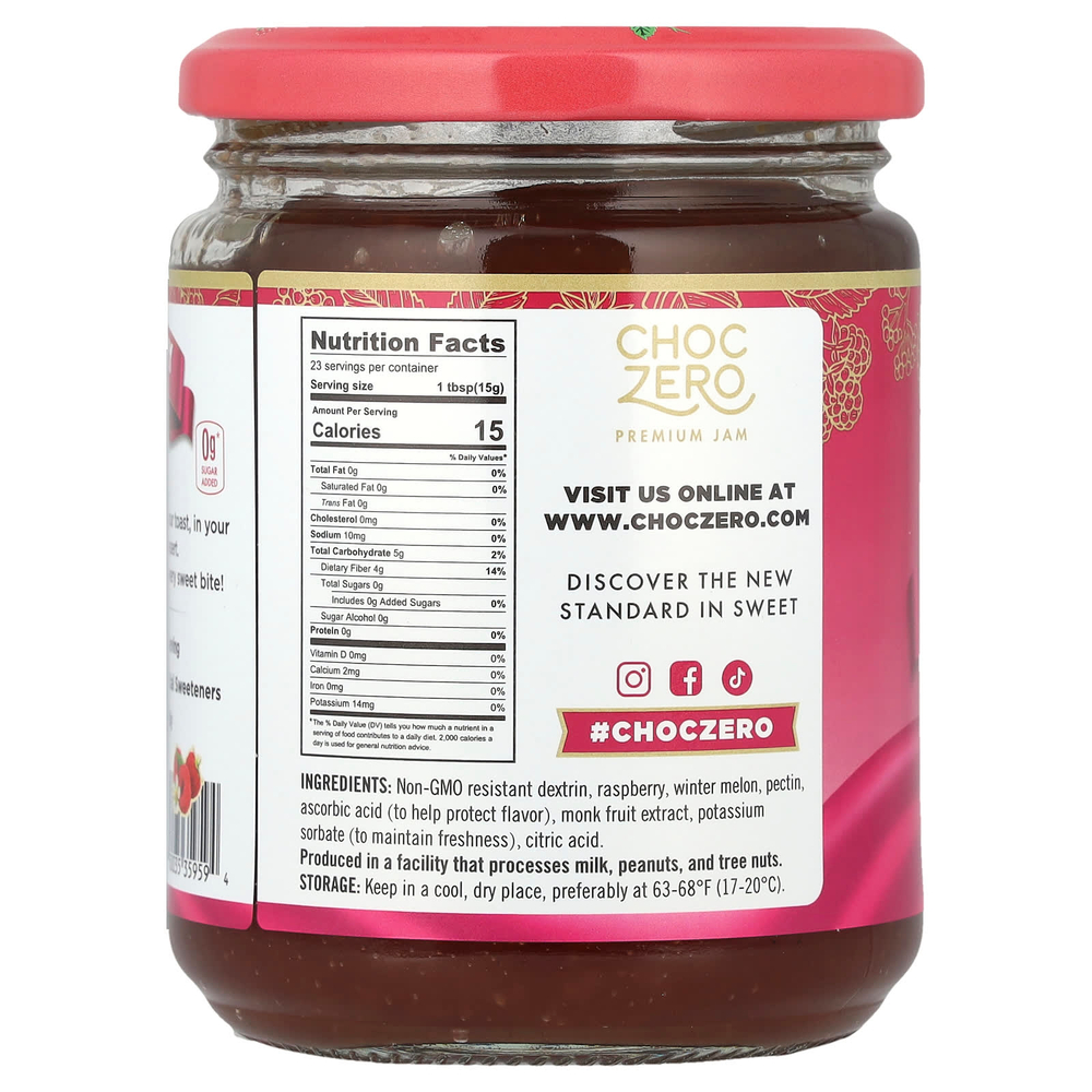 ChocZero, малиновый джем, 340 г (12 унций)
