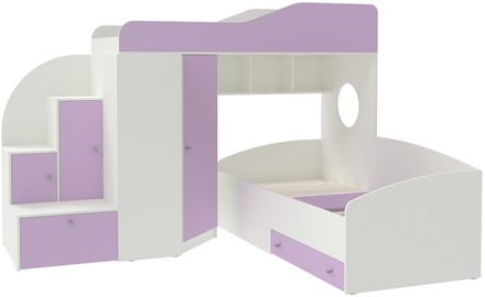 Кровать-чердак КарИВи Кадет 2 Белый  Ирис