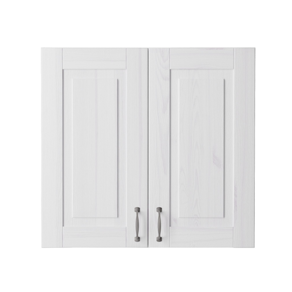 Навесной кухонный шкаф 80 см Венесуэла 2 двери, из массива сосны, белый воск