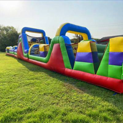 Надувная полоса препятствий для бизнеса «Радужный Драйв», 24×3×4 м