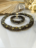 Колье из бисера "Змейка" ручной работы с камнем Гранат (гроссуляр)