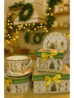 новогодняя чашка и блюдца щелкунчик