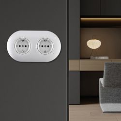 Розетка с заземлением и со шторкой Arte Milano SET08-2 SET08-2-40-1x2 silver